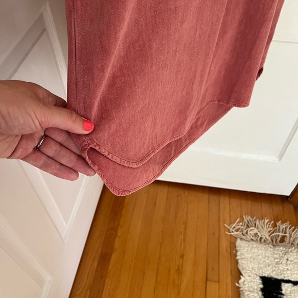Gap Denim Popover Shirt Dress in Earthenware Red - Picture 3 of 9